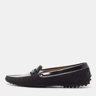Tod's Tods Black Suede And Patent Leather Loafers