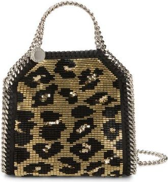 Stella McCartney Tiny Falabella Beaded Leopard Spot Evening Bag in Black/gold at Nordstrom