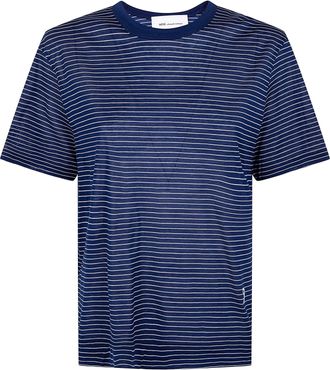 Ami Classic Fit Short Sleeves Striped Teeshirt Wit