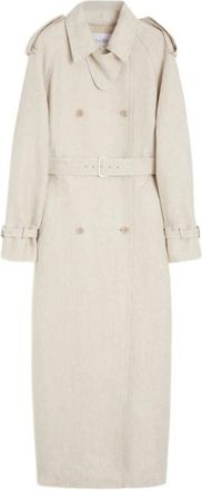 Max Mara Spolverino doppiopetto in drill di puro lino - Dames - Trenchcoats - Beige - XS - Linnen - Jassen