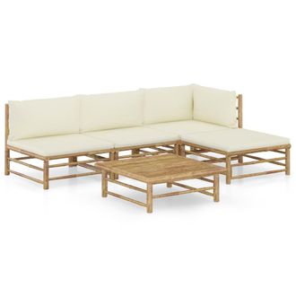 vidaXL Vidaxl - Set Divani Da Giardino 6 Pz Con Cuscini Bianco Crema In Bamb&ugrave;