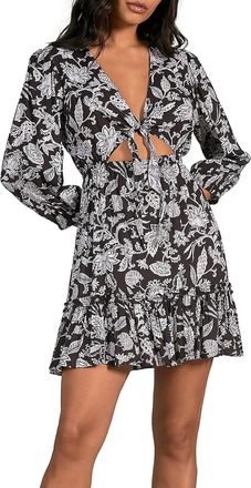 Elan Floral Cut Out Mini Dress In Black