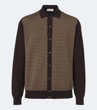 Lardini Houndstooth wool cardigan