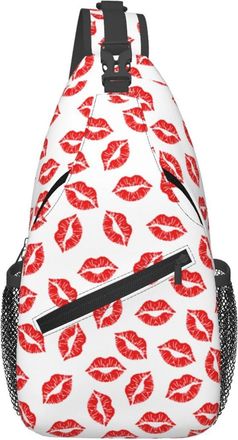 Generic Hot Red Nice Lips Kissing Chest Bag Trendy Crossbody Bag Anti Theft Backpack For Outdoors Men Casual