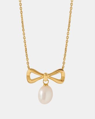 Edge of Ember Bow Pearl Necklace at Nordstrom, Size 18