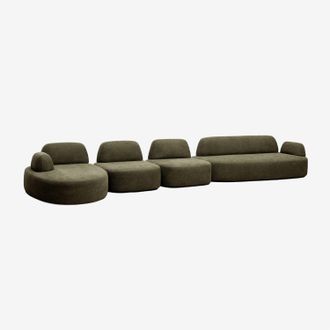 Sklum Sof&aacute; Modular Chaise Longue Izquierdo De 4 Piezas Con M&oacute;dulo Esquinero Tapizado Giorgia Sklum