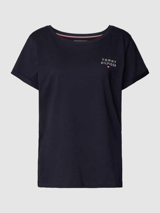 Tommy Hilfiger Regular Fit Pyjama-Oberteil mit Label-Print in Marine, Gr&ouml;&szlig;e XS