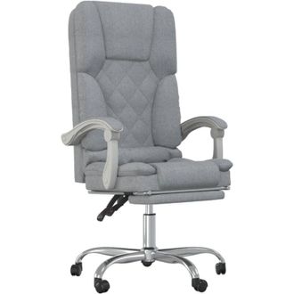 vidaXL Silla De Oficina Reclinable Con Masaje De Tela Gris Claro Vidaxl