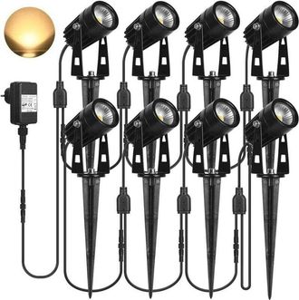 OEM Focos Led Exteriores De 3w, Luz Blanca C&aacute;lida 3000k, 1440lm, Resistentes Al Agua Ip65 Con Estacas - Paquete De 8 Para Jard&iacute;n, Patio Y Caminos - Ulisem