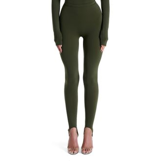 Naked Wardrobe Naked Stirrup Leggings in Dark Olive at Nordstrom, Size Small