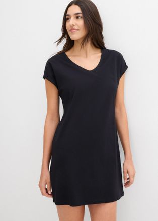 Bonprix Shirtkleid BONPRIX, Damen, Gr. 44/46 (L), N-Gr, schwarz, pazifikgr&uuml;n, Jersey, Obermaterial: 100% Baumwolle, loose fit, Kleider Shirtkleid, f&uuml;r Fr&uuml;hlin