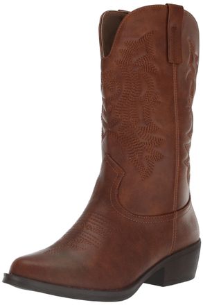 Yoki GILARD Womens Cowgirl Boots - Western Cowboy Boots Women with Classic Embroidered Stitch and Calf High Shaft, Brown, 4.5 UK