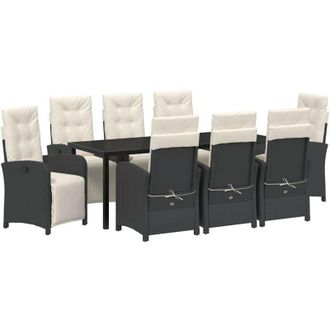 vidaXL Conjunto De Comedor De Jard&iacute;n 9 Pcs Negro Rat&aacute;n Sint&eacute;tico Vidaxl