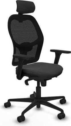 Piqueras y Crespo Piqueras Y Crespo - Jorquera Sincro Malla Negra Similpiel Gris Oscuro Brazos 3d Base Nailon Cabecero 2d Ruedas 65mm Nailon