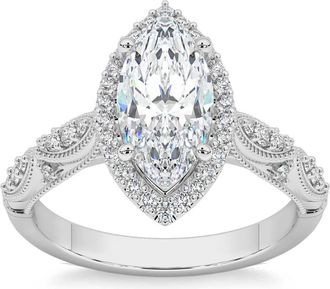 Pompeii3 2 1/4Ct Marquise Halo Nature Inspired Lab Grown Diamond Engagement Ring 14k Gold