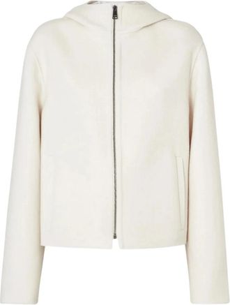Fendi Blouson FF Dubbel Wol - Dames - Hoodies - Wit - S - Wol - Hoodies & sweatvesten