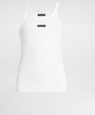 Dolce & Gabbana Cotton Tank Top With Print - Man T-shirts And Polos White 44