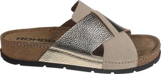 Rohde Gouden Leren Slide Sandaal - Dames - Sandalen - Geel - 36 EU - Leer - Schoenen