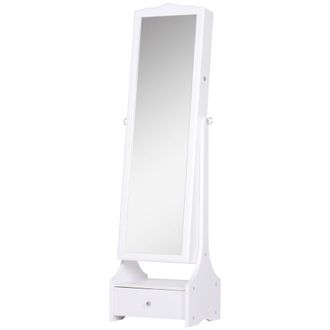 HOMCOM Espejo joyero de pie 45x36x150cm blanco
