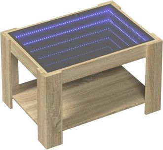 vidaXL Mesa de centro y led madera ingeniería roble Sonoma 73x53x45 cm Vidaxl