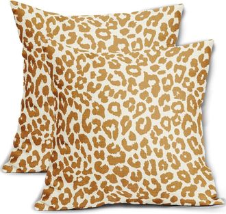 OEM Funda De Almohada Con Estampado De Leopardo Color Amarillo Mostaza, 45 X 45 Cm, Juego De 2 Piezas, Ideal Para Decoraci&oacute;n De Estilo Guepardo/chino, Apt