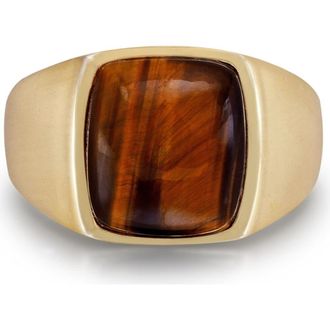 LuvMyJewelry Chatoyant Red Tiger Eye Quartz Sterling Silver Men Signet Ring in 14Kt Gold Vermeil On Sterling at Nordstrom, Size 10