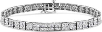 House of Brilliance Silver 2 Cttw Prong Set Round-Cut Diamond 4 Stone Box Link Bracelet in White at Nordstrom