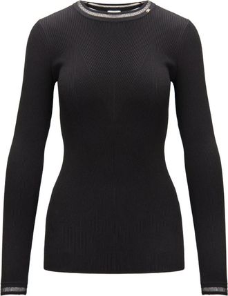Elisabetta Franchi Sweater met lange mouwen - Dames - Longsleeves - Zwart - M - Polyester - Tops