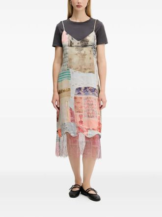 Desigual patchwork lace midi dress - Neutrals