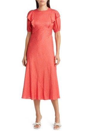 Ted Baker Mayyia Ruffle Tie Back Puff Sleeve A-Line Dress in Fuchsia at Nordstrom Rack, Size 2 (Fits Like 4-6 Us)