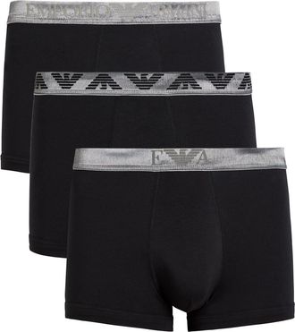 Emporio Armani Logo Stretch-cotton Trunks - set of Three - Black - XL