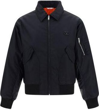 Valentino Mens Nylon Bomber Jacket - Black - Size EU 48 (Mens)