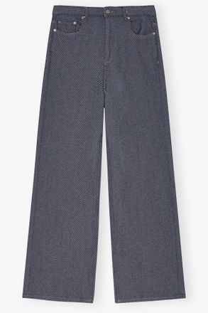 Ganni Navy Blue Twill Marri Jeans - Size 26 Organic Cotton