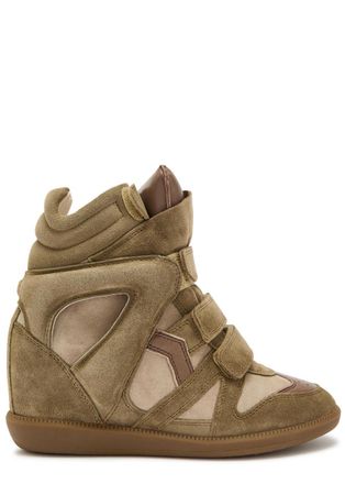 Isabel Marant Bekett Panelled Leather and Suede Sneakers - Taupe - 37 (IT37/ UK4)