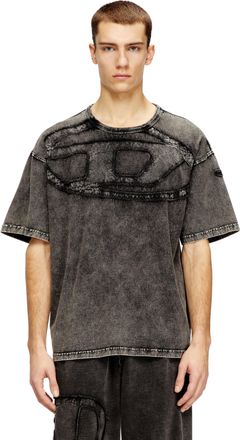 Diesel Relaxed cotton T-shirt with Oval D applique - T-Shirts - Man - Grey