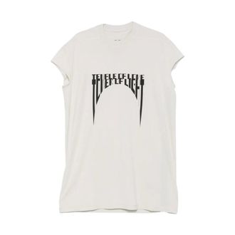 Rick Owens Geribd T-shirt met ronde hals - Heren - Tops - Wit - Maat: S Katoen