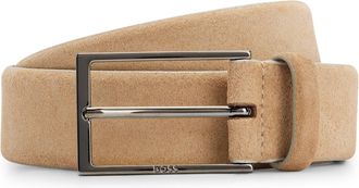 HUGO BOSS Lederg&uuml;rtel BOSS Calindo, Herren, Gr. 100, beige, Leder, unifarben, G&uuml;rtel Lederg&uuml;rtel, aus Veloursleder mit Logo-Schliesse aus Metall