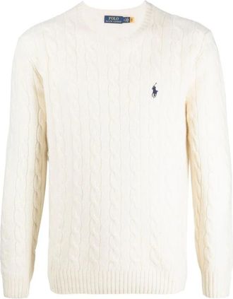 Ralph Lauren Trui met ronde hals - Heren - Ronde hals truien - Beige - M - Wol - Truien & Vesten