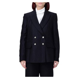 Emporio Armani Blazer Doppiopetto a Righe - - Jackets - Donna - Blu - S