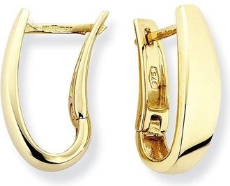 Jewelco London 9ct Gold Curved Huggie Tear Drop Hoop Earrings 5x18mm - ERNR02565