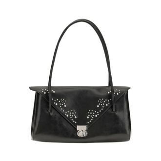 Marni Milanetto Studded Shoulder Bag - Dames - Tassen - Zwart - Maat: ONE Size Katoen