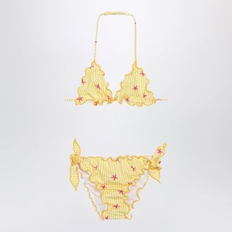 MC2 Saint Barth Yellow/white striped bikini with starfish
