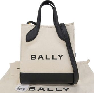 Bally Canvas Leather Handbag Shoulder Bag (Pre-Owned)