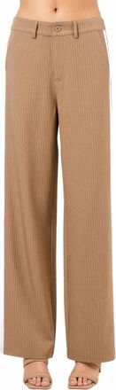 FORE COLLECTION Color Blocked Wide Leg Pinstripe Pants In Beige