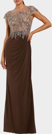 Mac Duggal Evening Crystal-Embellished Jersey Gown