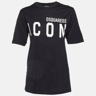 Dsquared2 Black Logo Printed Icon Cotton Regular Fit T-Shirt