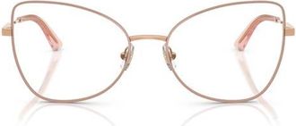Jimmy Choo London 55mm Butterfly Optical Glasses in Rose Gold/pink/demo Lens at Nordstrom