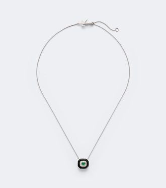 Nikos Koulis Collana Oui in oro bianco 18kt e smalto nero con smeraldo e diamanti