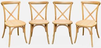 Sweeek Silla de bistró vintage de madera, set de 4