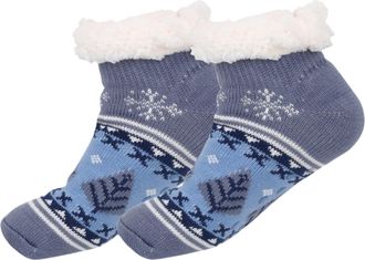Generic LUVEEVA Womens Short Slipper Socks - Fleece-Lined Fluffy Grippers, Non-Slip Cosy House Socks, Short Boot Lounge Socks (Blue, Adult, Women, One Size, A